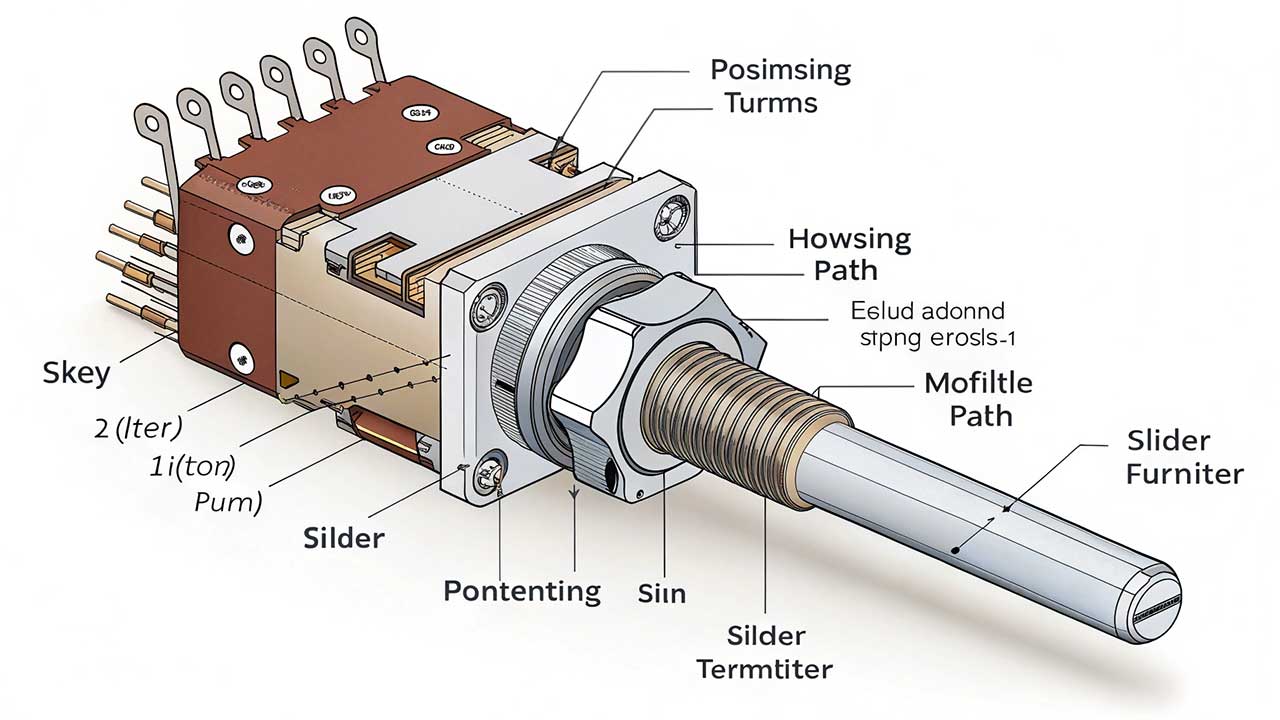 Ilustrasi Potensiometer Linier Geser Multiturn