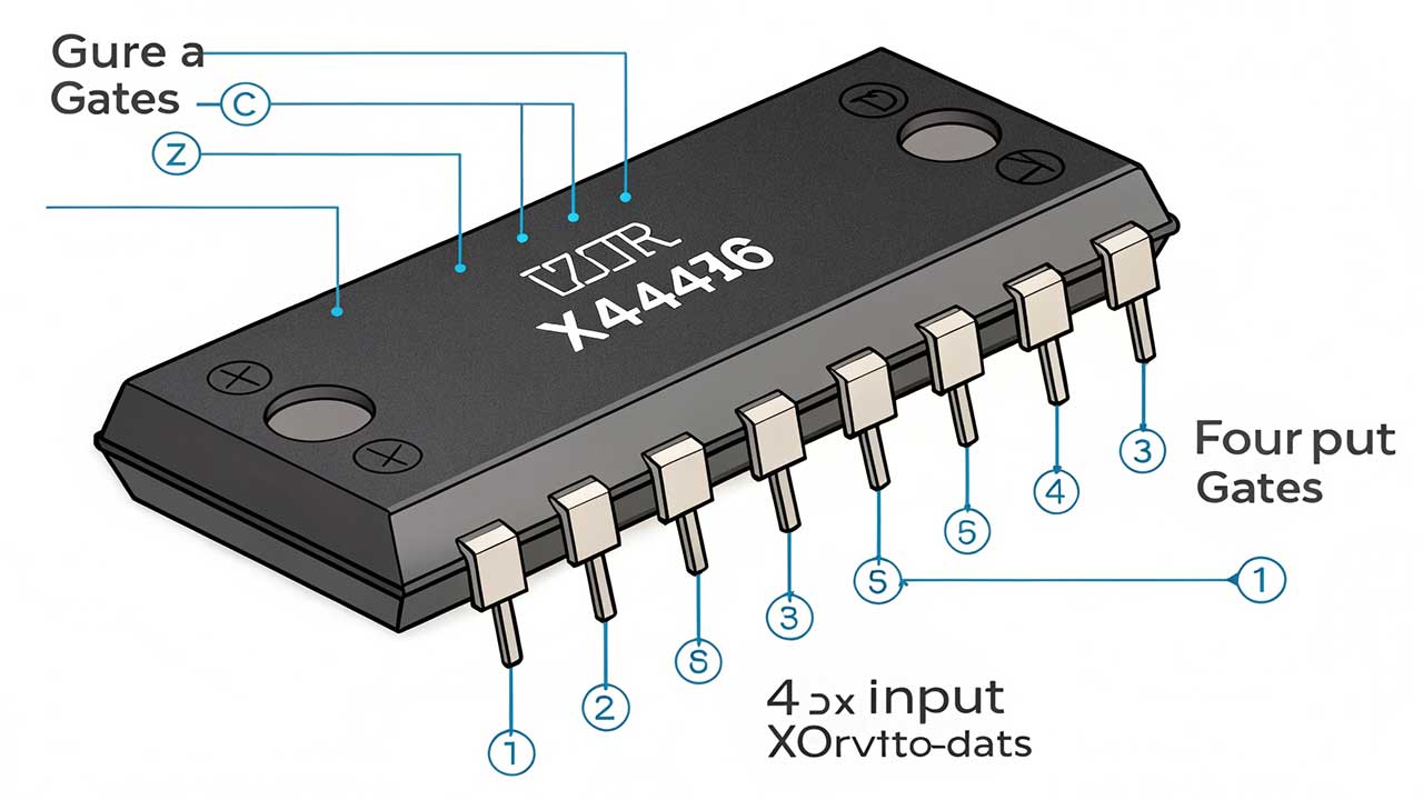 IC 7486 dengan Empat Gerbang XOR Dua Input